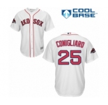 Youth Majestic Boston Red Sox #25 Tony Conigliaro Authentic White Home Cool Base 2018 World Series Champions MLB Jersey