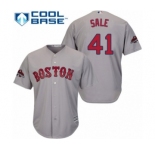 Youth Majestic Boston Red Sox #41 Chris Sale Authentic Grey Road Cool Base 2018 World Series Champions MLB Jersey