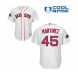 Youth Majestic Boston Red Sox #45 Pedro Martinez Authentic White Home Cool Base 2018 World Series Champions MLB Jersey