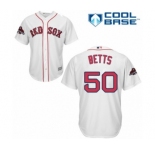 Youth Majestic Boston Red Sox #50 Mookie Betts Authentic White Home Cool Base 2018 World Series Champions MLB Jersey