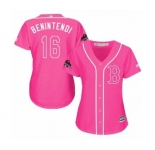 Women's Majestic Boston Red Sox #16 Andrew Benintendi Authentic Pink Fashion 2018 World Series Champions MLB Jersey