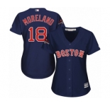 Women's Majestic Boston Red Sox #18 Mitch Moreland Authentic Navy Blue Alternate Road 2018 World Series Champions MLB Jersey