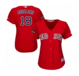 Women's Majestic Boston Red Sox #18 Mitch Moreland Authentic Red Alternate Home 2018 World Series Champions MLB Jersey