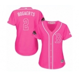 Women's Majestic Boston Red Sox #2 Xander Bogaerts Authentic Pink Fashion 2018 World Series Champions MLB Jersey