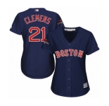 Women's Majestic Boston Red Sox #21 Roger Clemens Authentic Navy Blue Alternate Road 2018 World Series Champions MLB Jersey