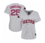 Women's Majestic Boston Red Sox #25 Tony Conigliaro Authentic Grey Road 2018 World Series Champions MLB Jersey