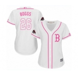 Women's Majestic Boston Red Sox #26 Wade Boggs Authentic White Fashion 2018 World Series Champions MLB Jersey