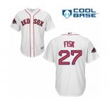 Women's Majestic Boston Red Sox #27 Carlton Fisk Authentic White Home 2018 World Series Champions MLB Jersey
