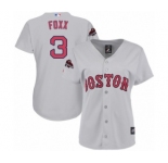 Women's Majestic Boston Red Sox #3 Jimmie Foxx Authentic Grey Road 2018 World Series Champions MLB Jersey