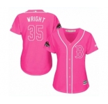 Women's Majestic Boston Red Sox #35 Steven Wright Authentic Pink Fashion 2018 World Series Champions MLB Jersey
