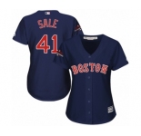 Women's Majestic Boston Red Sox #41 Chris Sale Authentic Navy Blue Alternate Road 2018 World Series Champions MLB Jersey