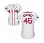 Women's Majestic Boston Red Sox #45 Pedro Martinez Authentic White Home 2018 World Series Champions MLB Jersey