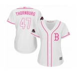 Women's Majestic Boston Red Sox #47 Tyler Thornburg Authentic White Fashion 2018 World Series Champions MLB Jersey