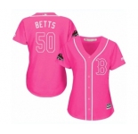 Women's Majestic Boston Red Sox #50 Mookie Betts Authentic Pink Fashion 2018 World Series Champions MLB Jersey
