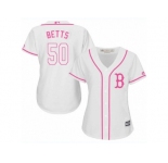 Women's Majestic Boston Red Sox #50 Mookie Betts Replica White Fashion MLB Jersey