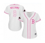 Women's Majestic Boston Red Sox #9 Ted Williams Authentic White Fashion 2018 World Series Champions MLB Jersey
