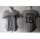 women mlb jerseys boston red sox #15 pedroia grey