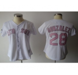 women mlb jerseys boston red sox #28 gonzalez white[pink number]
