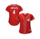Women's Cincinnati Reds #4 Brandon Phillips Red Alternate Stitched MLB Jersey