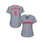 Women's Cincinnati Reds #6 Billy Hamilton Grey Road Stitched MLB Jersey