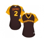 Women's Majestic Cincinnati Reds #2 Zack Cozart Authentic Brown 2016 All-Star National League BP Cool Base MLB Jersey