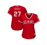 Women Los Angeles Angels #27 Mike Trout Majestic Scarlet 2018 Spring Training Cool Base Player Jersey
