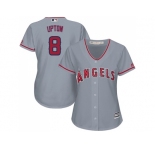Women Los Angeles Angels #8 Justin Upton Grey Road Stitched Baseball Jersey