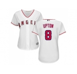 Women Los Angeles Angels #8 Justin Upton White Home Stitched Baseball Jersey
