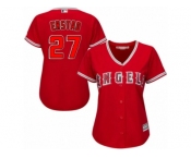 Women Majestic Los Angeles Angels of Anaheim #27 Darin Erstad Replica Red Alternate MLB Jersey