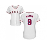 Women's Los Angeles Angels Of Anaheim #9 Cameron Maybin White Home Stitched MLB Jersey