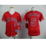 youth mlb jerseys los angeles angels #5 pujols red