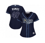 Women's Majestic Tampa Bay Rays #40 Wilson Ramos Replica Navy Blue Alternate Cool Base MLB Jersey