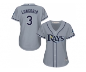 Women's Tampa Bay Rays #3 Evan Longoria Grey Road Stitched MLB Jersey