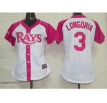 women mlb tampa bay rays #3 longoria white pink[2012]