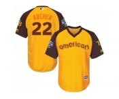 Youth Majestic Tampa Bay Rays #22 Chris Archer Authentic Yellow 2016 All-Star American League BP Cool Base MLB Jersey