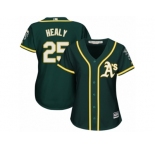 Women Majestic Oakland Athletics #25 Ryon Healy Replica Green Alternate 1 Cool Base MLB Jersey