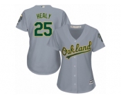 Women Majestic Oakland Athletics #25 Ryon Healy Replica Grey Road Cool Base MLB Jersey