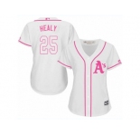 Women Majestic Oakland Athletics #25 Ryon Healy Replica White Fashion Cool Base MLB Jersey