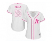 Women Majestic Oakland Athletics #25 Ryon Healy Replica White Fashion Cool Base MLB Jersey