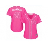Women Majestic Oakland Athletics #49 Kendall Graveman Replica Pink Fashion Cool Base MLB Jersey
