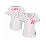 Women Majestic Oakland Athletics #49 Kendall Graveman Replica White Fashion Cool Base MLB Jersey
