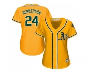 Women's Oakland Athletics #24 Rickey Henderson Gold Alternate Stitched MLB Jersey