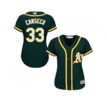 Women's Oakland Athletics #33 Jose Canseco Green Alternate Stitched MLB Jersey