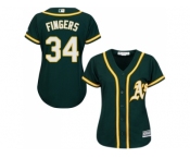 Women's Oakland Athletics #34 Rollie Fingers Green Alternate Stitched MLB Jersey