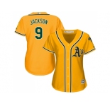 Women's Oakland Athletics #9 Reggie Jackson Gold Alternate Stitched MLB Jersey