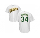 Youth Oakland Athletics #34 Rollie Fingers White Cool Base Stitched MLB Jersey