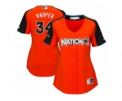 Women's Majestic Washington Nationals #34 Bryce Harper Replica Orange National League 2017 MLB All-Star MLB Jersey