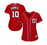 Women's Washington Nationals #10 Yan Gomes Authentic Red Alternate 1 Cool Base 2019 World Series Bound Baseball Jersey