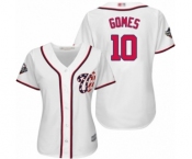 Women's Washington Nationals #10 Yan Gomes Authentic White Home Cool Base 2019 World Series Bound Baseball Jersey