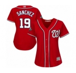 Women's Washington Nationals #19 Anibal Sanchez Authentic Red Alternate 1 Cool Base 2019 World Series Bound Baseball Jersey
